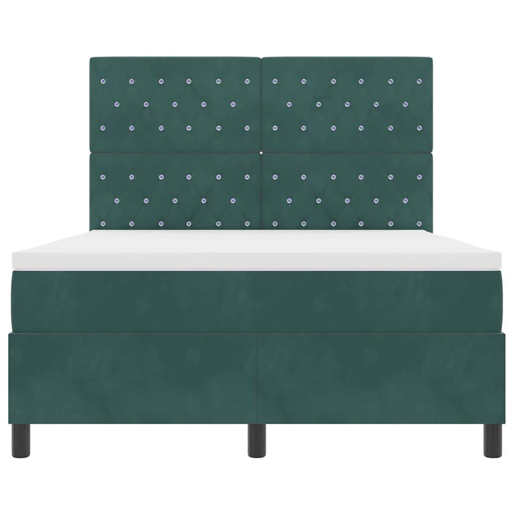 Letto a Sorgente LED Verde Scuro 140 x 200 cm Velluto | homemem39