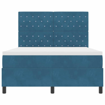 Letto a Sorgente LED Blu Scuro 140 x 200 cm Velluto | homemem39