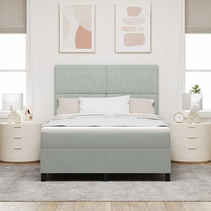 Letto a Sorgente LED Grigio chiaro 160 x 200 cm Velluto