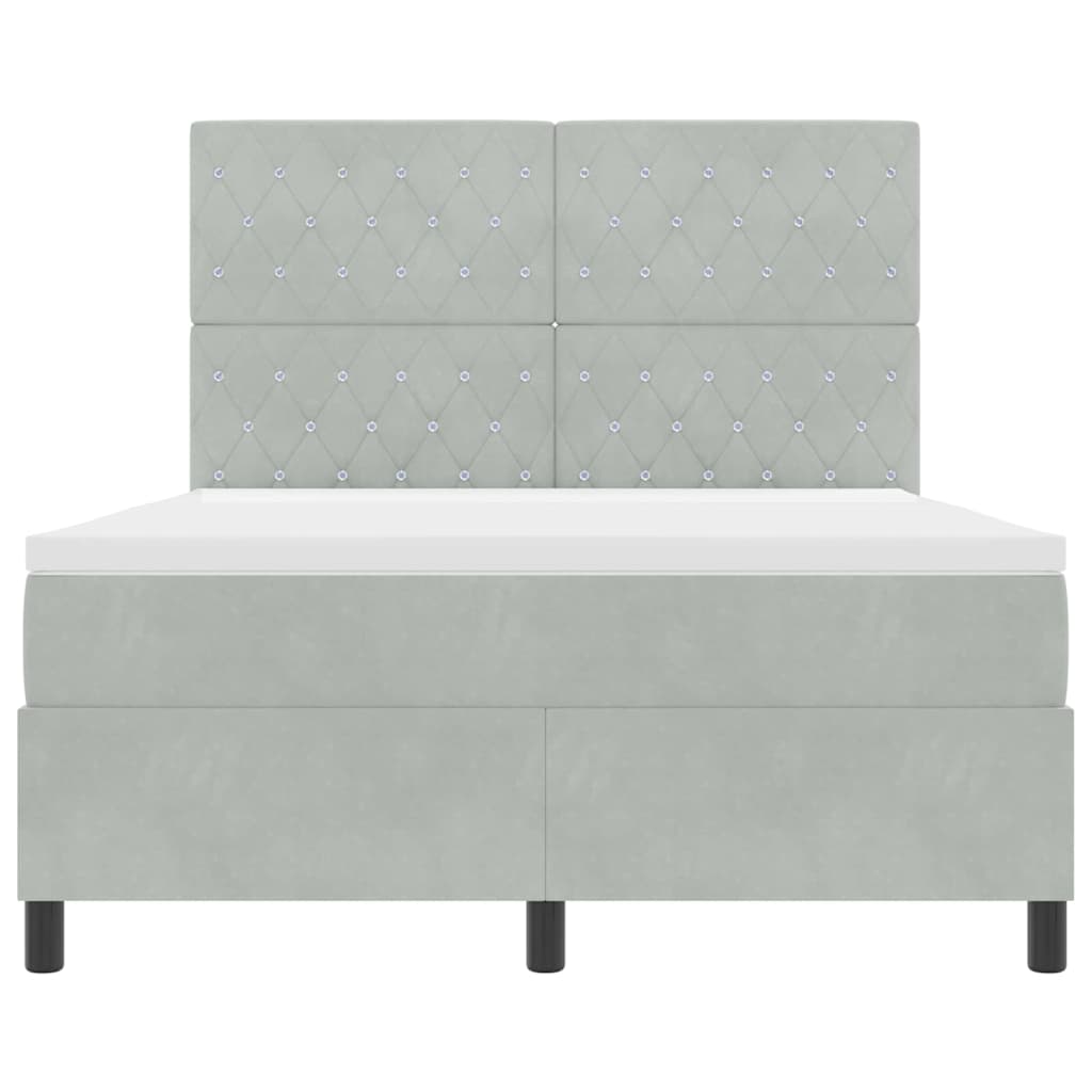Letto a Sorgente LED Grigio chiaro 160 x 200 cm Velluto | homemem39
