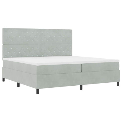 Letto a Sorgente LED Grigio chiaro 200 x 200 cm Velluto | homemem39