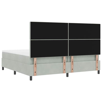 Letto a Sorgente LED Grigio chiaro 200 x 200 cm Velluto | homemem39