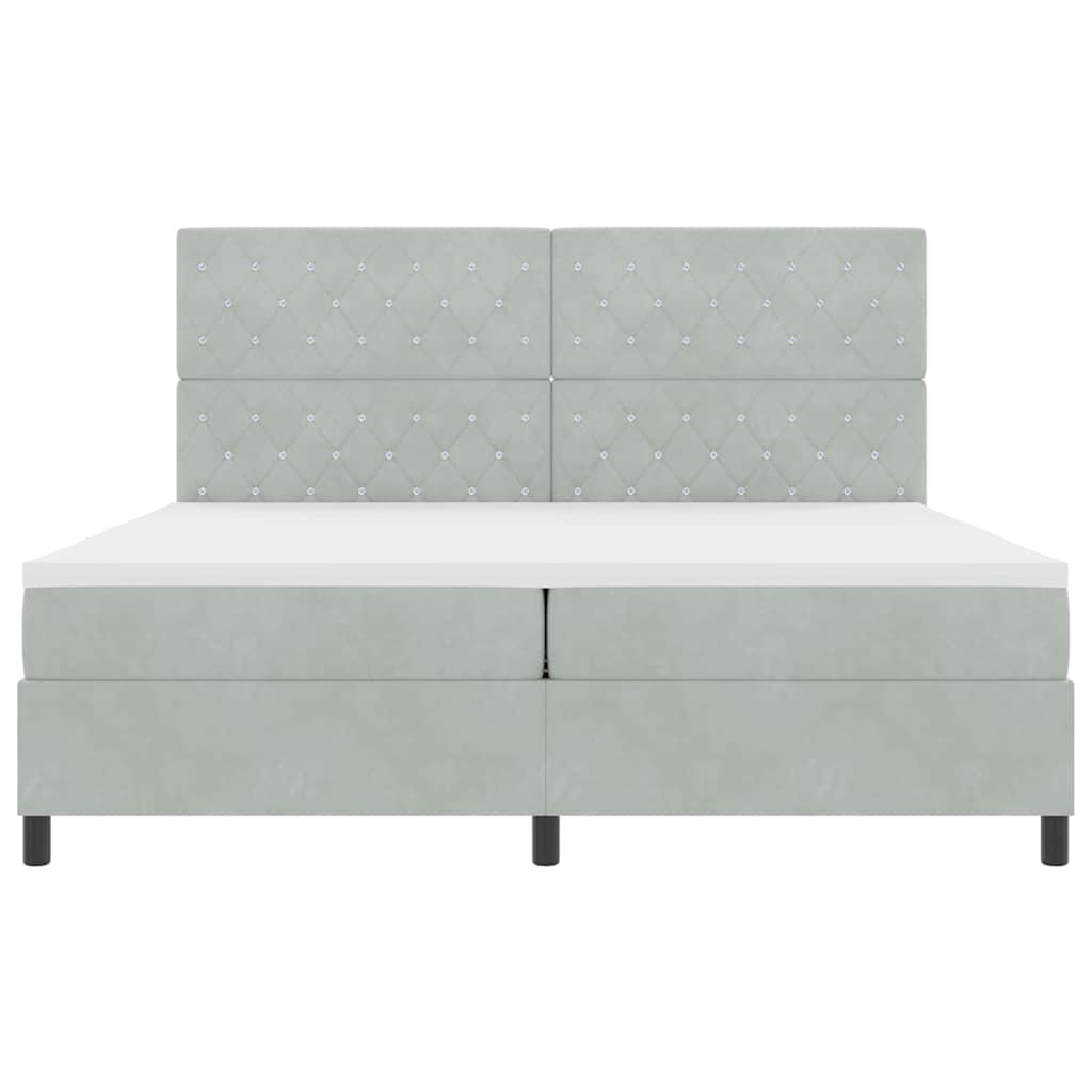 Letto a Sorgente LED Grigio chiaro 200 x 200 cm Velluto | homemem39