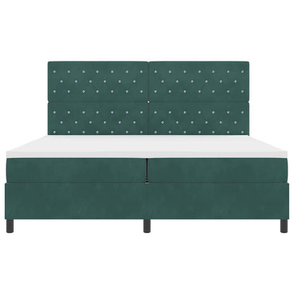 Letto a Sorgente LED Verde Scuro 200 x 200 cm Velluto | homemem39