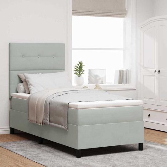 Letto a Sorgente LED Grigio chiaro 80 x 200 cm Velluto | homemem39
