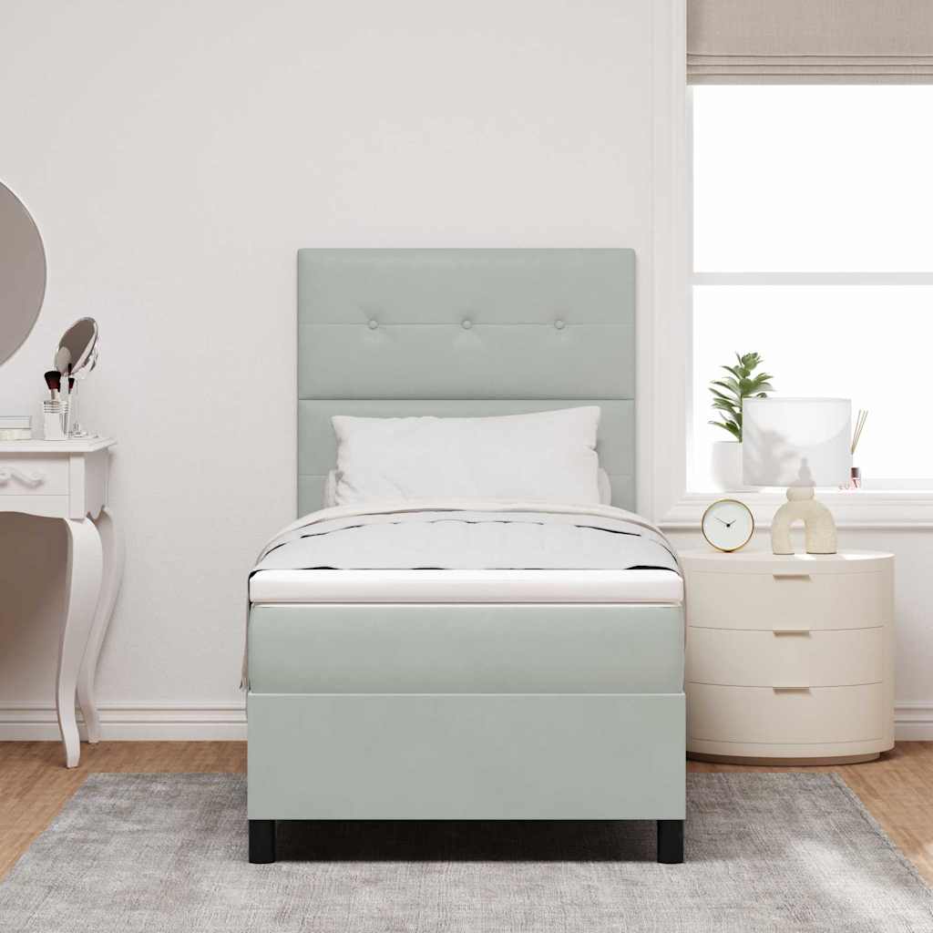 Letto a Sorgente LED Grigio chiaro 80 x 200 cm Velluto | homemem39