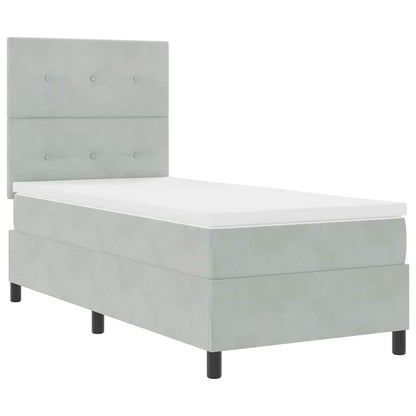 Letto a Sorgente LED Grigio chiaro 80 x 200 cm Velluto | homemem39