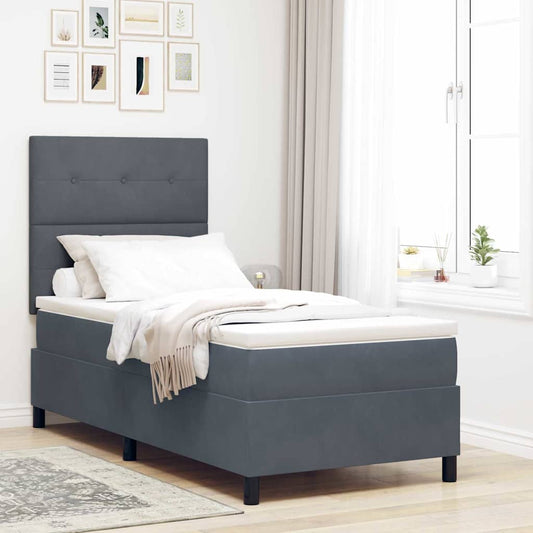 Letto a Sorgente LED Grigio scuro 80 x 200 cm Velluto | homemem39