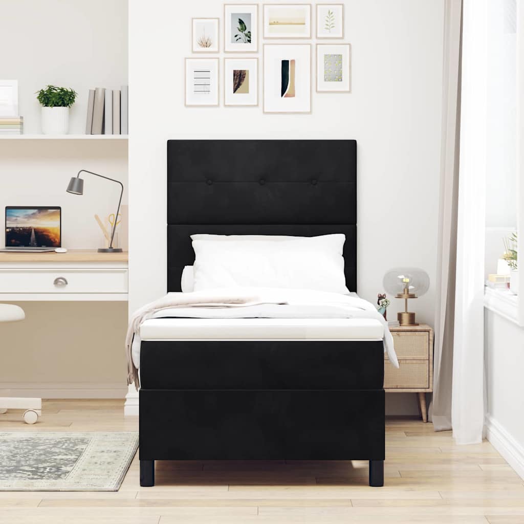 Letto a Sorgente LED con testiera Nero 80 x 200 cm Velluto | homemem39