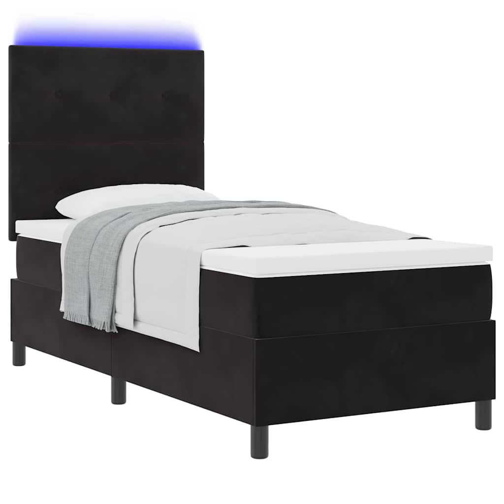 Letto a Sorgente LED con testiera Nero 80 x 200 cm Velluto | homemem39