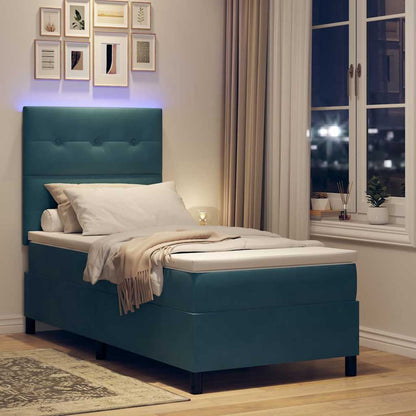 Letto a Sorgente LED con testiera Blu Scuro 80 x 200 cm Velluto | homemem39