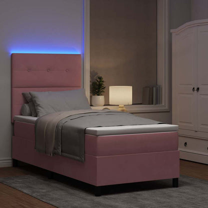 Letto a Sorgente LED con testiera Rosa 80 x 200 cm Velluto | homemem39