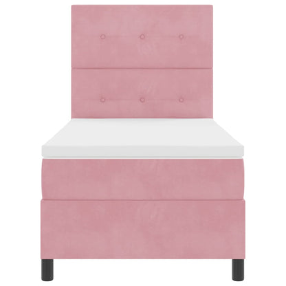 Letto a Sorgente LED con testiera Rosa 80 x 200 cm Velluto | homemem39