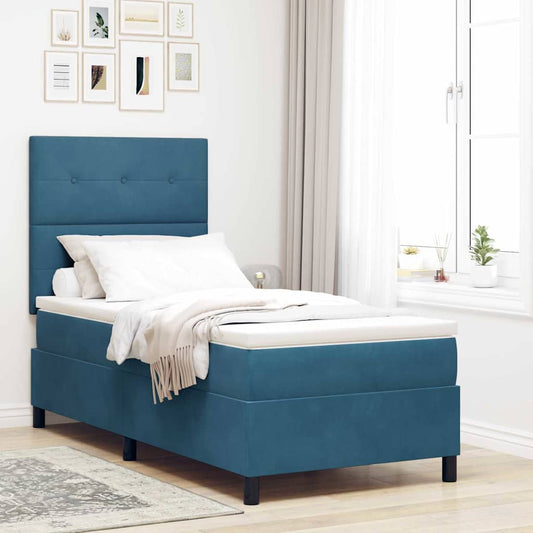 Letto a Sorgente LED con testiera Blu Scuro 90 x 190 cm Velluto | homemem39
