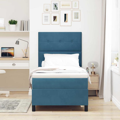 Letto a Sorgente LED con testiera Blu Scuro 90 x 200 cm Velluto | homemem39
