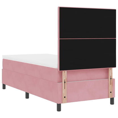 Letto a Sorgente LED con testiera Rosa 90 x 200 cm Velluto | homemem39
