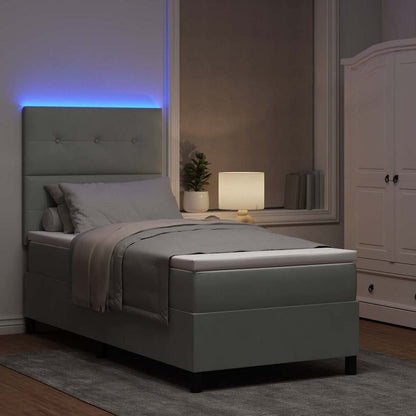 Letto a Sorgente LED Grigio chiaro 100 x 200 cm Tessuto
