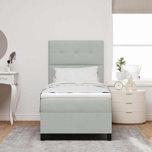 Letto a Sorgente LED Grigio chiaro 100 x 200 cm Tessuto