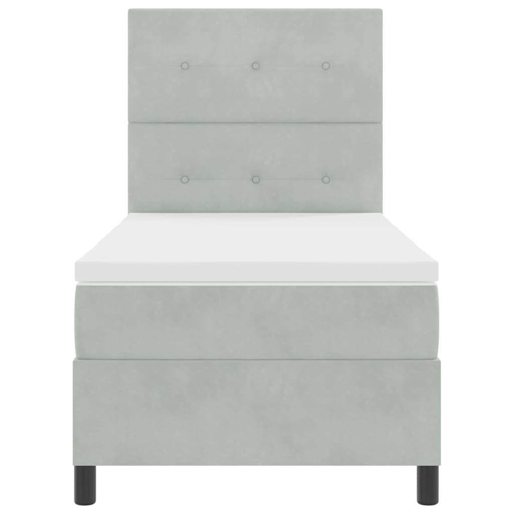 Letto a Sorgente LED Grigio chiaro 100 x 200 cm Tessuto