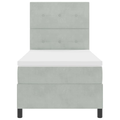 Letto a Sorgente LED Grigio chiaro 100 x 200 cm Tessuto