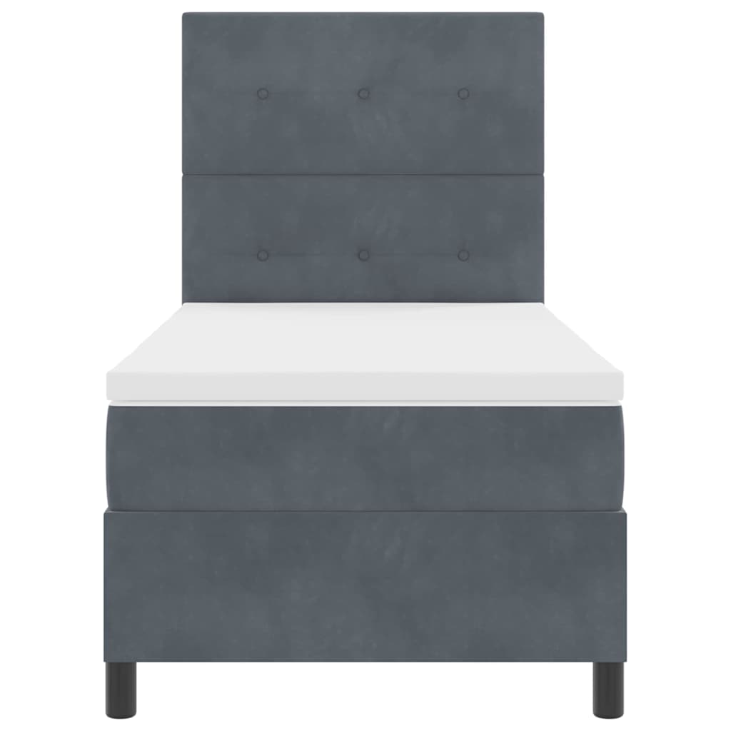 Letto a Sorgente LED Grigio scuro 100 x 200 cm Tessuto