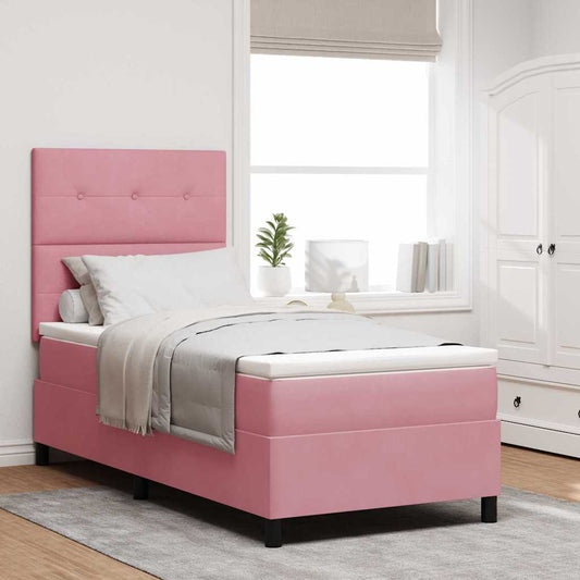 Letto a Sorgente LED con testiera Rosa 100 x 200 cm Velluto | homemem39