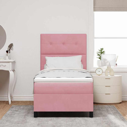 Letto a Sorgente LED con testiera Rosa 100 x 200 cm Velluto | homemem39
