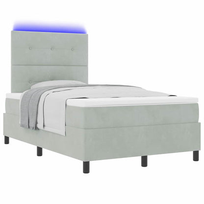 Letto a Sorgente LED Grigio chiaro 120 x 190 cm Velluto | homemem39