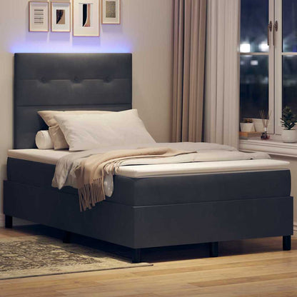 Letto a Sorgente LED Grigio scuro 120 x 190 cm Velluto | homemem39
