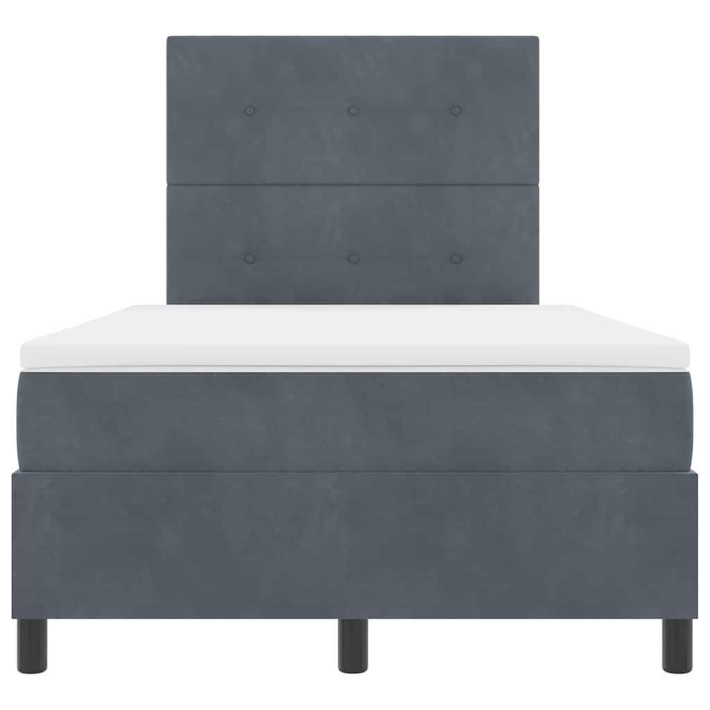Letto a Sorgente LED Grigio scuro 120 x 190 cm Velluto | homemem39