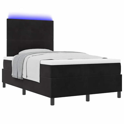 Letto a Sorgente LED con testiera Nero 120 x 190 cm Velluto | homemem39
