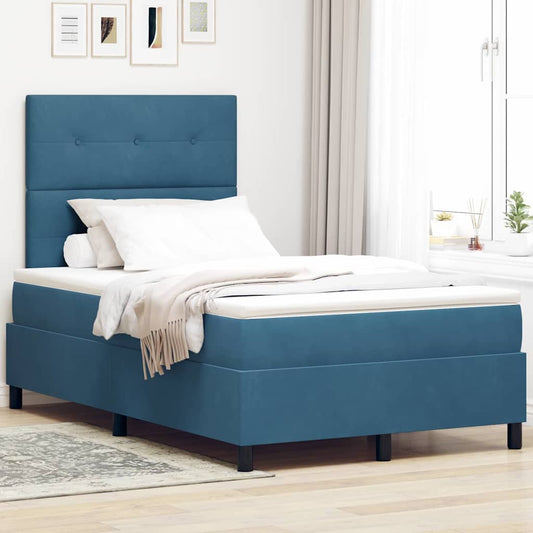 Letto a Sorgente LED Blu Scuro 120 x 190 cm Velluto | homemem39