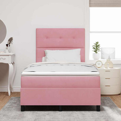 Letto a Sorgente LED con testiera Rosa 120 x 190 cm Velluto | homemem39