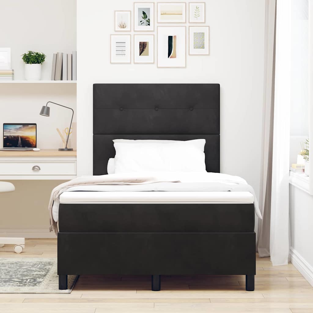 Letto a Sorgente LED con testiera Nero 120 x 200 cm Velluto | homemem39