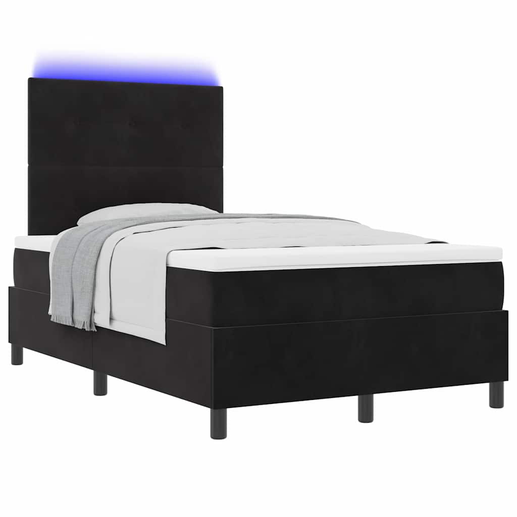 Letto a Sorgente LED con testiera Nero 120 x 200 cm Velluto | homemem39