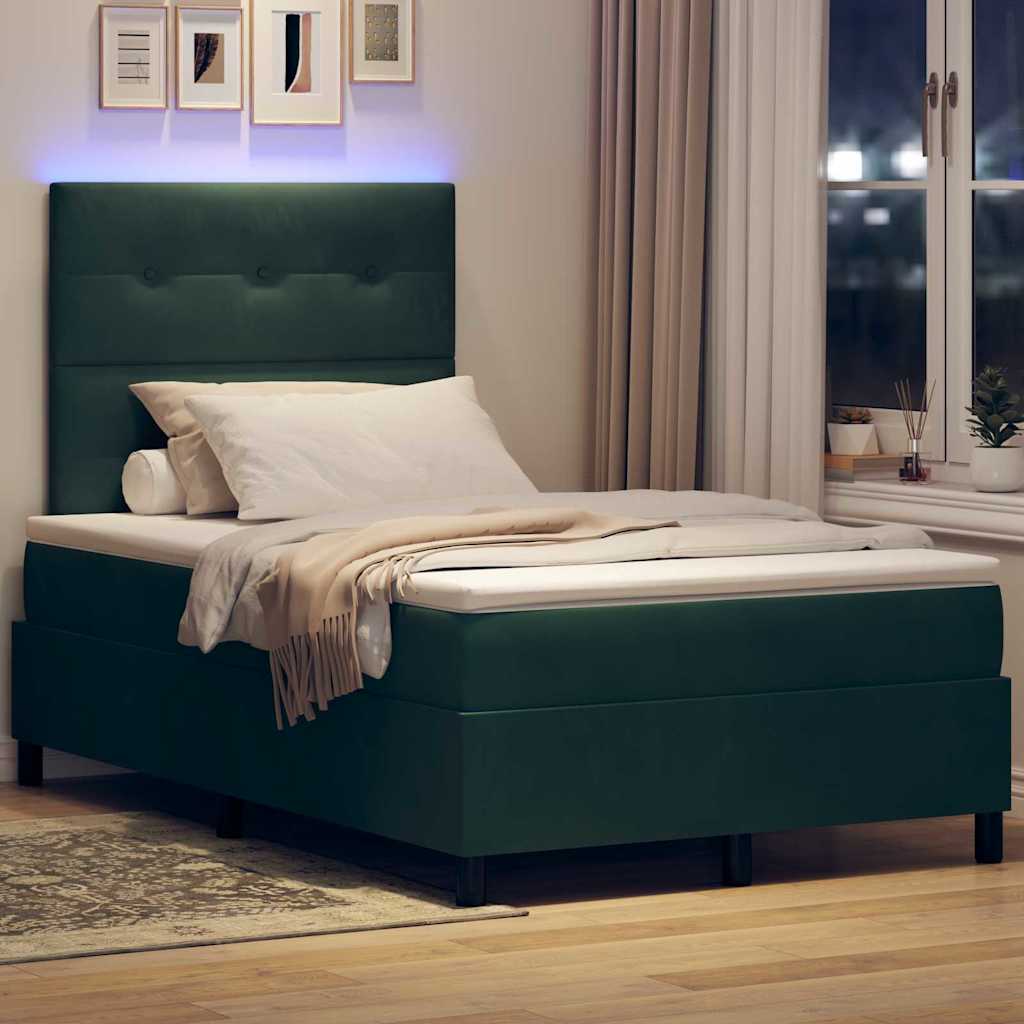 Letto a Sorgente LED Verde Scuro 120 x 200 cm Velluto | homemem39