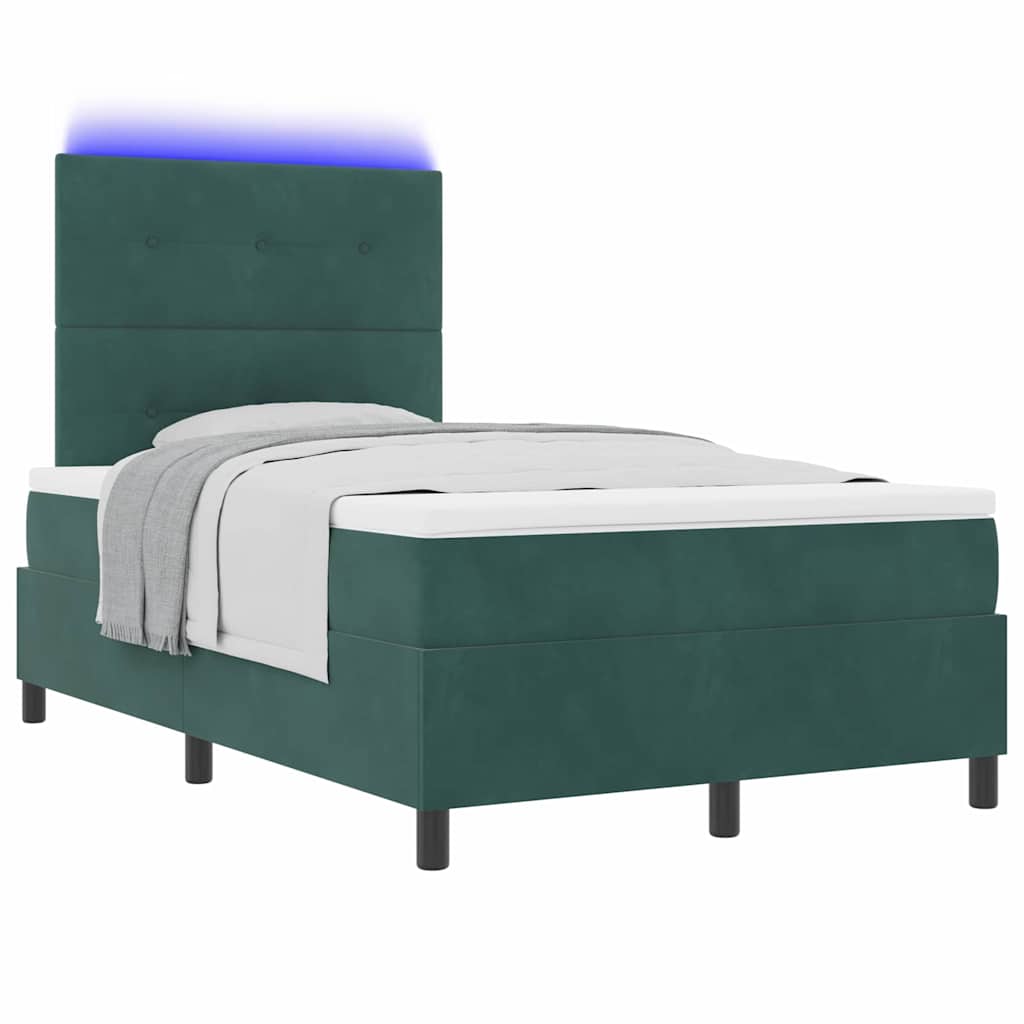 Letto a Sorgente LED Verde Scuro 120 x 200 cm Velluto | homemem39