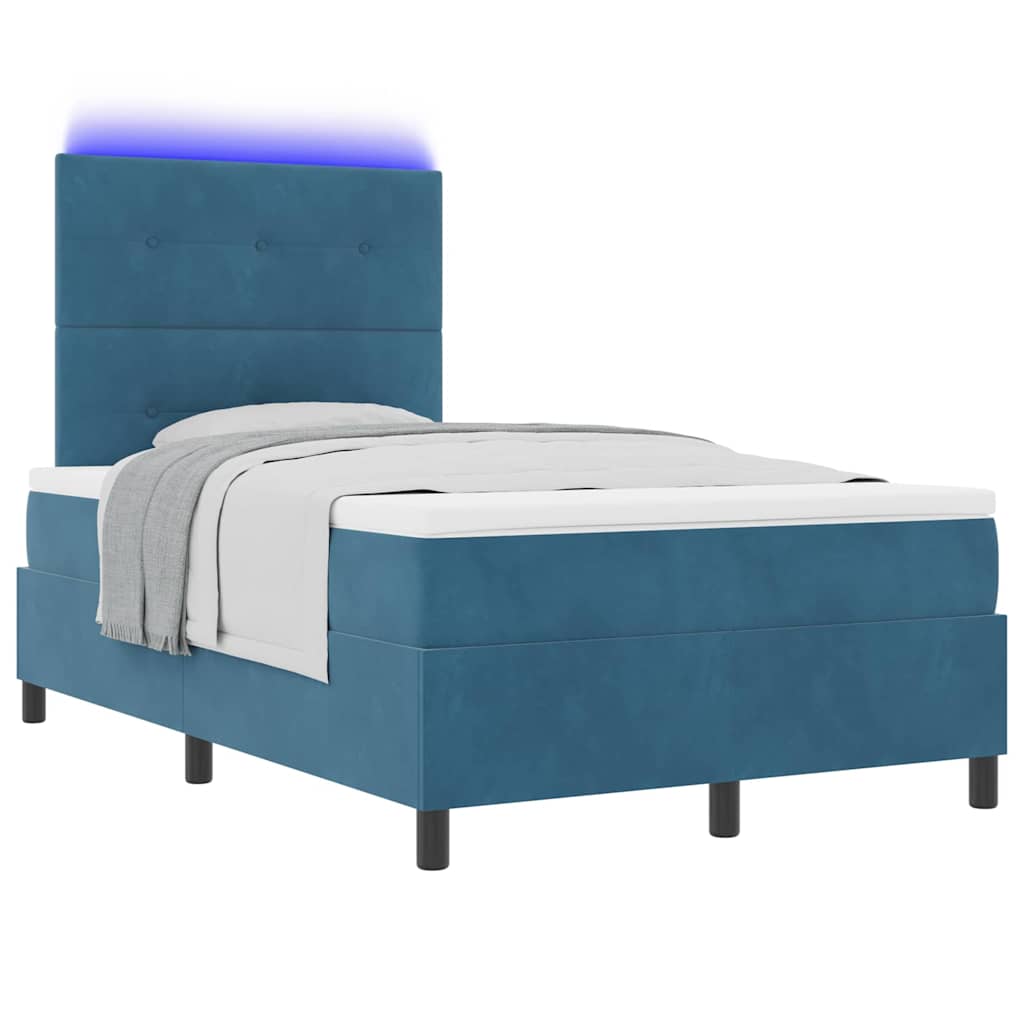 Letto a Sorgente LED Blu Scuro 120 x 200 cm Velluto | homemem39