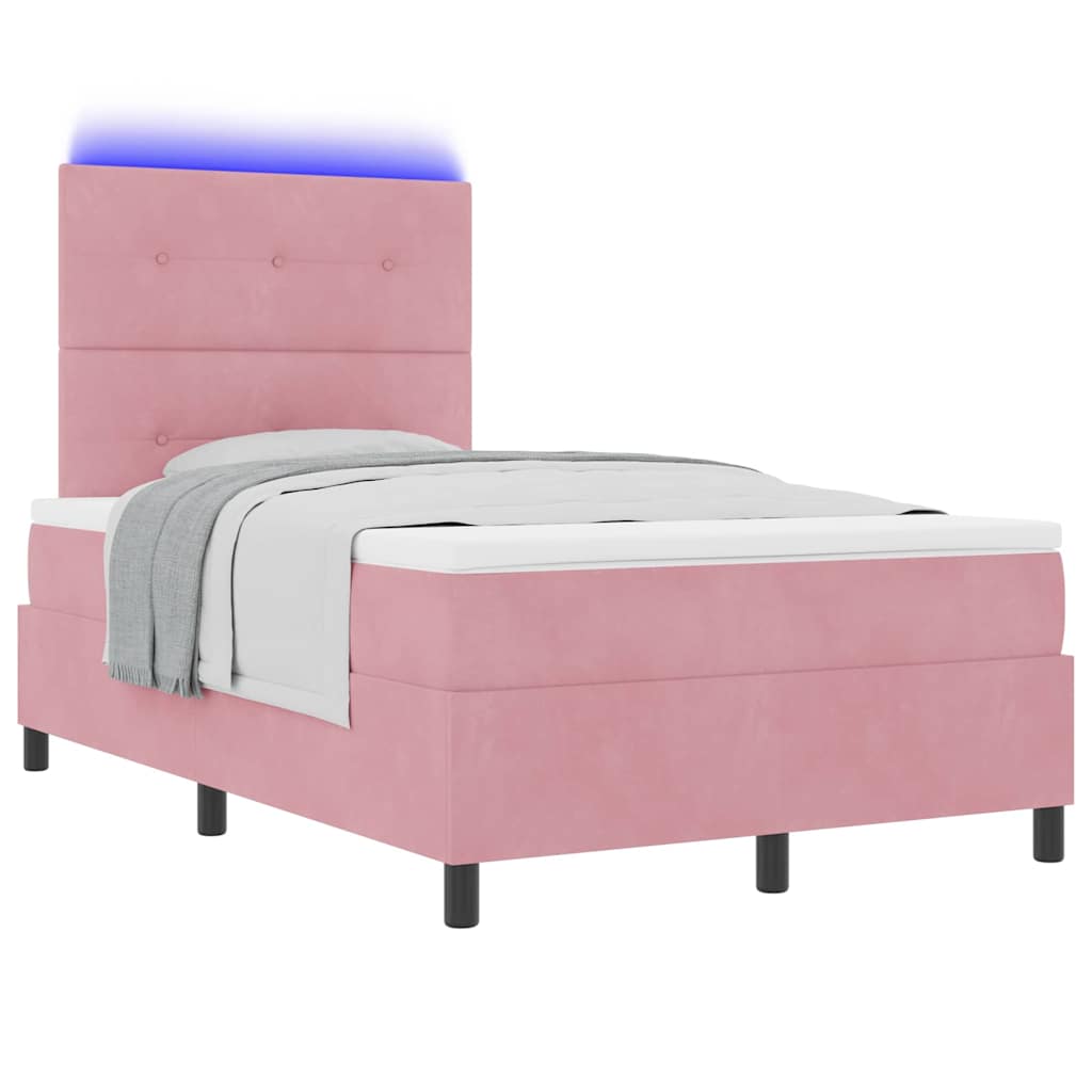 Letto a Sorgente LED con testiera Rosa 120 x 200 cm Velluto | homemem39