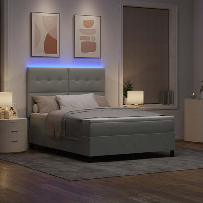 Letto a Sorgente LED Grigio chiaro 140 x 190 cm Velluto | homemem39