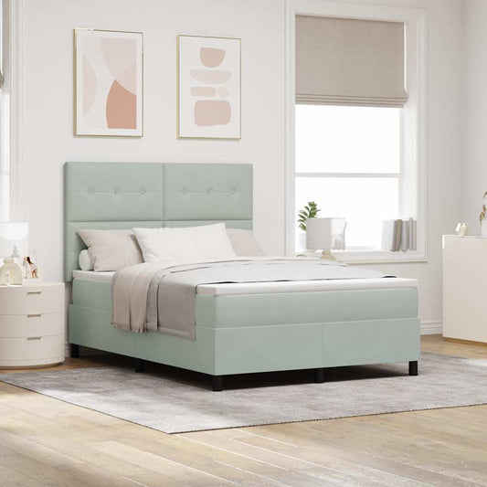 Letto a Sorgente LED Grigio chiaro 140 x 190 cm Velluto | homemem39