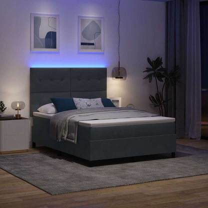 Letto a Sorgente LED Grigio scuro 140 x 190 cm Velluto | homemem39