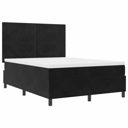 Letto a Sorgente LED con materasso Nero 140 x 190 cm Tessuto