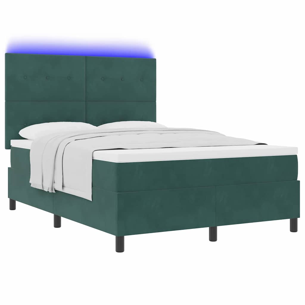 Letto a Sorgente LED Verde Scuro 140 x 190 cm Velluto | homemem39