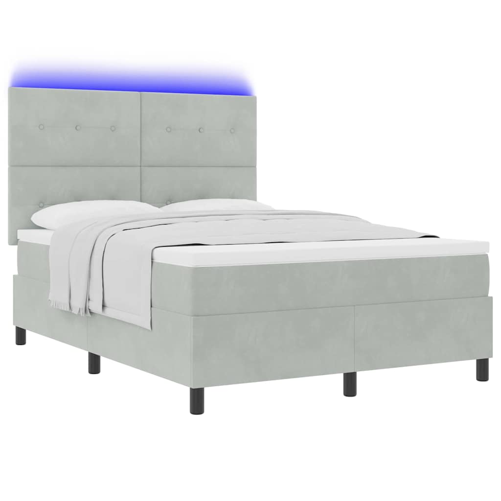 Letto a Sorgente LED Grigio chiaro 140 x 200 cm Velluto | homemem39