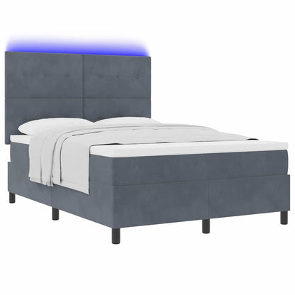 Letto a Sorgente LED Grigio scuro 140 x 200 cm Velluto | homemem39