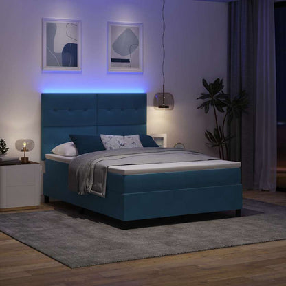 Letto a Sorgente LED Blu Scuro 140 x 200 cm Velluto | homemem39