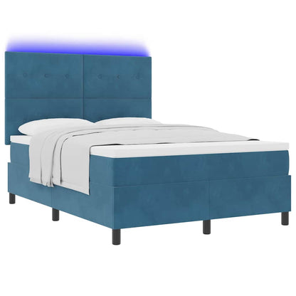 Letto a Sorgente LED Blu Scuro 160 x 200 cm Velluto | homemem39