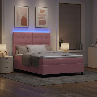 Letto a Sorgente LED con testiera Rosa 160 x 200 cm Velluto | homemem39