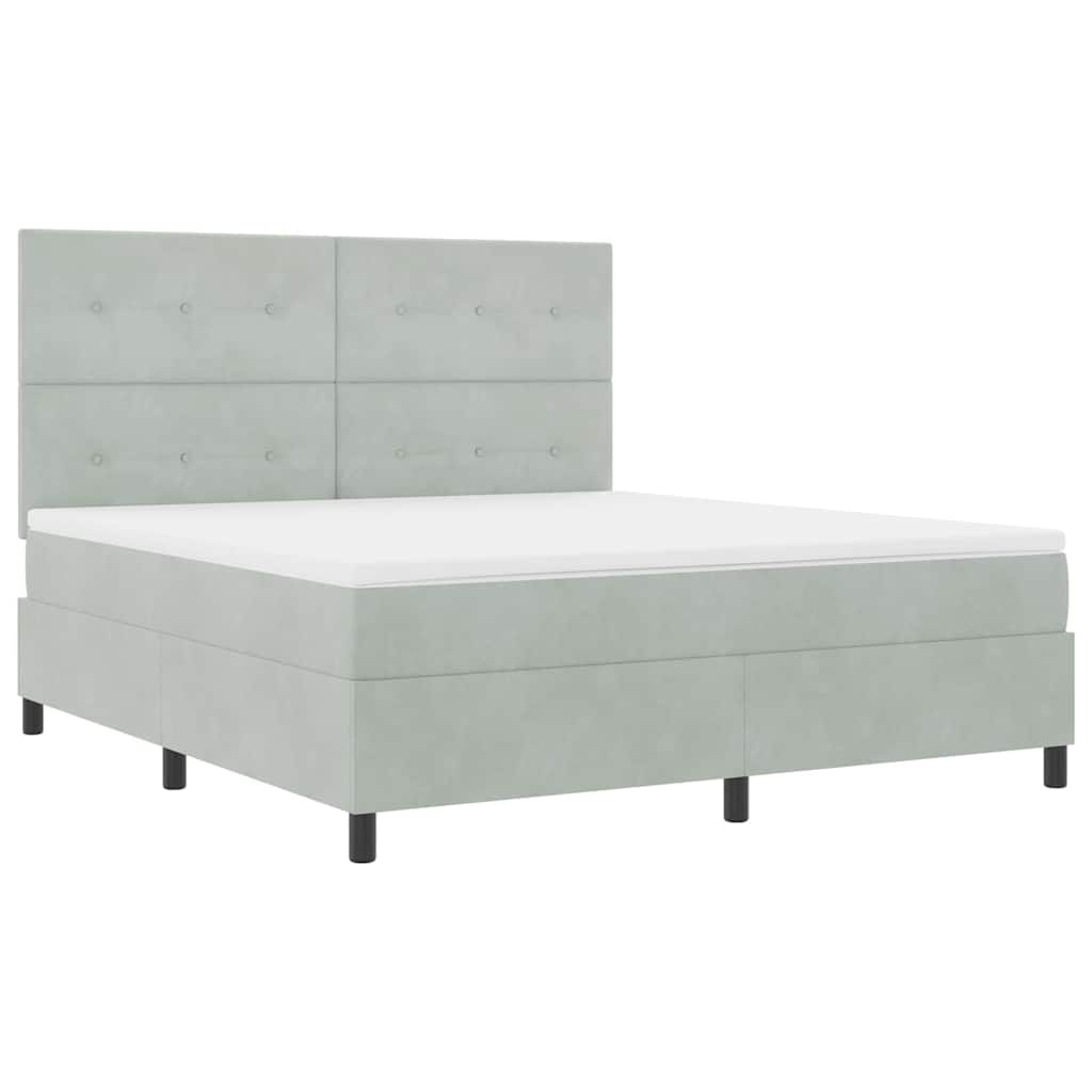 Letto a Sorgente LED Grigio chiaro 180 x 200 cm Velluto | homemem39